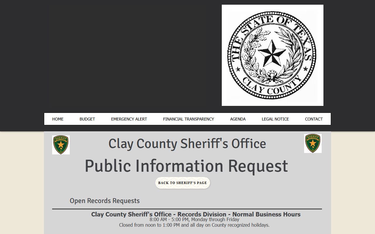 Clay County inmate records open records request instructions